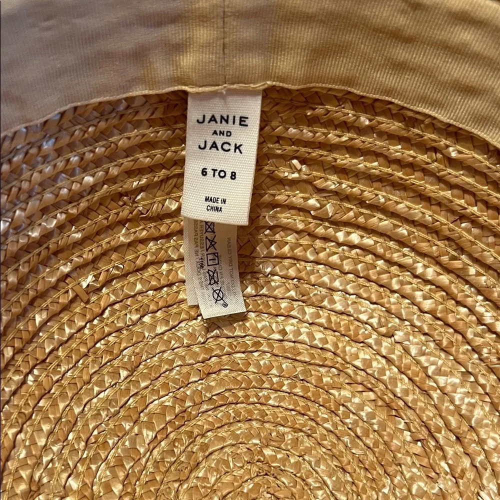 Janie and Jack Straw Sun Hat with White Bow Trim